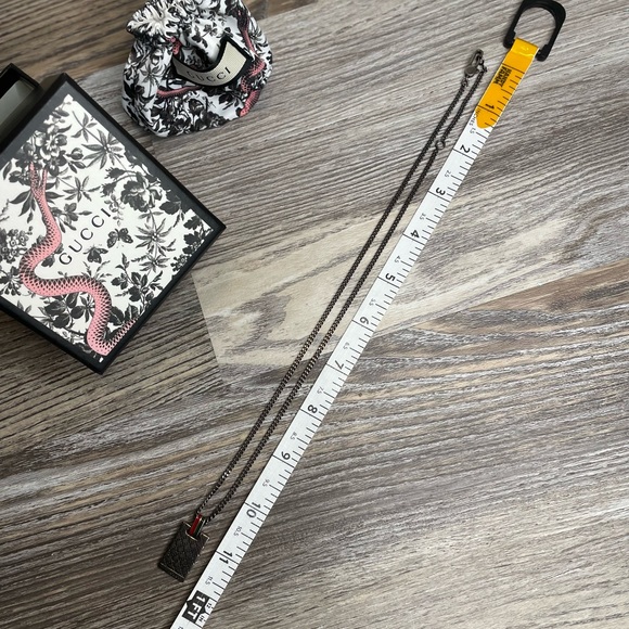 Vintage Gucci Stripes Diamantissima Tag Plate 925 Silver Pendant Chain Necklace - Picture 12 of 12